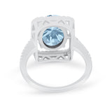 Halo Oval Simulated Cubic Zirconia 925 Sterling Silver Engagement Ring
