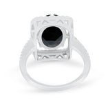 Halo Oval Simulated Cubic Zirconia 925 Sterling Silver Engagement Ring