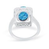 Halo Oval Simulated Cubic Zirconia 925 Sterling Silver Engagement Ring