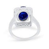 Halo Oval Simulated Cubic Zirconia 925 Sterling Silver Engagement Ring