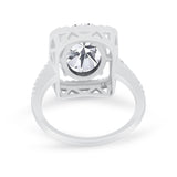 Halo Oval Simulated Cubic Zirconia 925 Sterling Silver Engagement Ring
