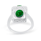Halo Oval Simulated Cubic Zirconia 925 Sterling Silver Engagement Ring