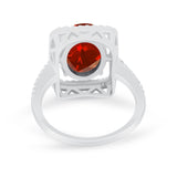 Halo Oval Simulated Cubic Zirconia 925 Sterling Silver Engagement Ring