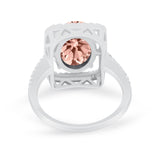 Halo Oval Simulated Cubic Zirconia 925 Sterling Silver Engagement Ring
