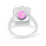 Halo Oval Simulated Cubic Zirconia 925 Sterling Silver Engagement Ring