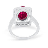 Halo Oval Simulated Cubic Zirconia 925 Sterling Silver Engagement Ring