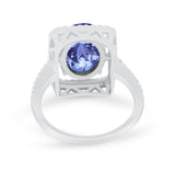 Halo Oval Simulated Cubic Zirconia 925 Sterling Silver Engagement Ring