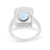 Halo Oval Simulated Cubic Zirconia 925 Sterling Silver Engagement Ring