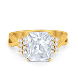 Wedding Ring Emerald Cut Simulated Cubic Zirconia 925 Sterling Silver