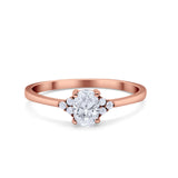 Oval Cut Wedding Ring Round Simulated Cubic Zirconia 925 Sterling Silver