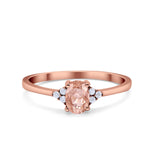 Oval Cut Wedding Ring Round Simulated Cubic Zirconia 925 Sterling Silver