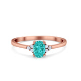 Oval Cut Wedding Ring Round Simulated Cubic Zirconia 925 Sterling Silver
