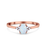 Oval Cut Wedding Ring Round Simulated Cubic Zirconia 925 Sterling Silver