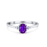 Oval Cut Wedding Ring Round Simulated Cubic Zirconia 925 Sterling Silver