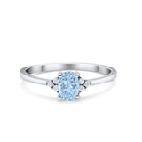 Oval Cut Wedding Ring Round Simulated Cubic Zirconia 925 Sterling Silver