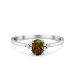 Oval Cut Wedding Ring Round Simulated Cubic Zirconia 925 Sterling Silver