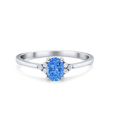 Oval Cut Wedding Ring Round Simulated Cubic Zirconia 925 Sterling Silver