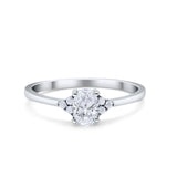 Oval Cut Wedding Ring Round Simulated Cubic Zirconia 925 Sterling Silver