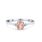 Oval Cut Wedding Ring Round Simulated Cubic Zirconia 925 Sterling Silver