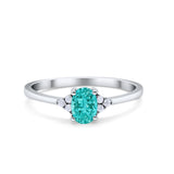Oval Cut Wedding Ring Round Simulated Cubic Zirconia 925 Sterling Silver