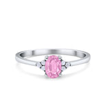 Oval Cut Wedding Ring Round Simulated Cubic Zirconia 925 Sterling Silver