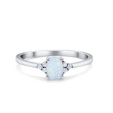Oval Cut Wedding Ring Round Simulated Cubic Zirconia 925 Sterling Silver