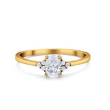 Oval Cut Wedding Ring Round Simulated Cubic Zirconia 925 Sterling Silver
