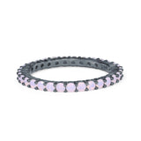 Full Eternity Stackable Engagement Ring Lab Created Opal 925 Sterling Silver