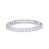 Full Eternity Stackable Engagement Ring Lab Created Opal 925 Sterling Silver