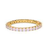 Full Eternity Stackable Engagement Ring Lab Created Opal 925 Sterling Silver