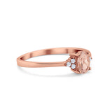 Oval Cut Wedding Ring Round Simulated Cubic Zirconia 925 Sterling Silver