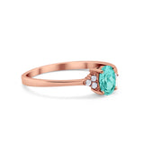 Oval Cut Wedding Ring Round Simulated Cubic Zirconia 925 Sterling Silver