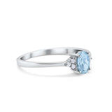 Oval Cut Wedding Ring Round Simulated Cubic Zirconia 925 Sterling Silver