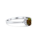 Oval Cut Wedding Ring Round Simulated Cubic Zirconia 925 Sterling Silver