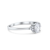Oval Cut Wedding Ring Round Simulated Cubic Zirconia 925 Sterling Silver