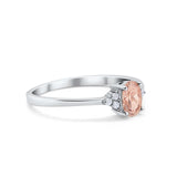 Oval Cut Wedding Ring Round Simulated Cubic Zirconia 925 Sterling Silver