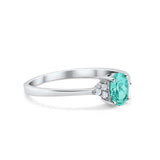 Oval Cut Wedding Ring Round Simulated Cubic Zirconia 925 Sterling Silver