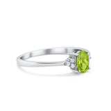 Oval Cut Wedding Ring Round Simulated Cubic Zirconia 925 Sterling Silver