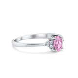 Oval Cut Wedding Ring Round Simulated Cubic Zirconia 925 Sterling Silver