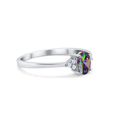 Oval Cut Wedding Ring Round Simulated Cubic Zirconia 925 Sterling Silver