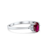 Oval Cut Wedding Ring Round Simulated Cubic Zirconia 925 Sterling Silver