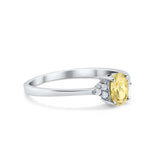 Oval Cut Wedding Ring Round Simulated Cubic Zirconia 925 Sterling Silver