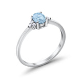 Oval Cut Wedding Ring Round Simulated Cubic Zirconia 925 Sterling Silver