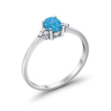 Oval Cut Wedding Ring Round Simulated Cubic Zirconia 925 Sterling Silver