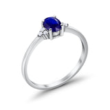 Oval Cut Wedding Ring Round Simulated Cubic Zirconia 925 Sterling Silver