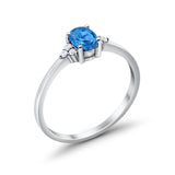 Oval Cut Wedding Ring Round Simulated Cubic Zirconia 925 Sterling Silver