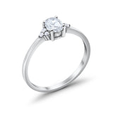 Oval Cut Wedding Ring Round Simulated Cubic Zirconia 925 Sterling Silver