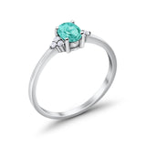 Oval Cut Wedding Ring Round Simulated Cubic Zirconia 925 Sterling Silver