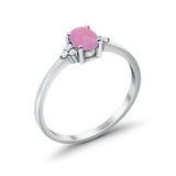 Oval Cut Wedding Ring Round Simulated Cubic Zirconia 925 Sterling Silver
