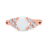 Oval Art Deco Bridal Wedding Engagement Ring Infinity Simulated Cubic Zirconia 925 Sterling Silver